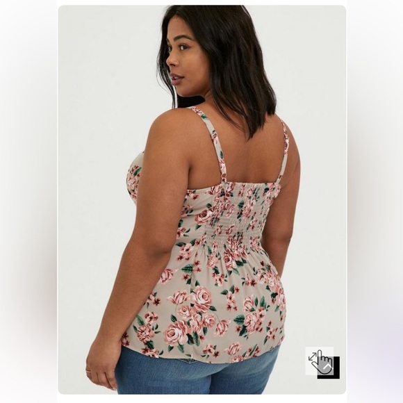 NWOT Torrid Taupe Floral Georgette Fit n Flare Button Cami - Picture 2 of 9
